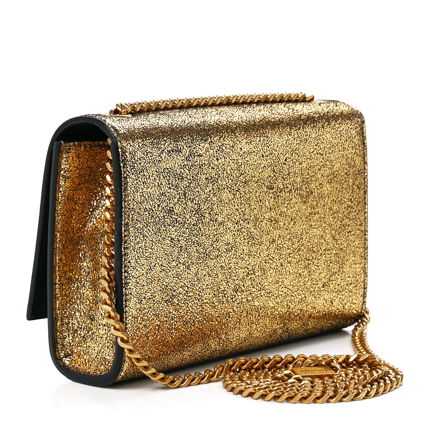 Saint Laurent Metallic Calfskin Small Classic Monogram Kate Satchel Oro 3 of 11