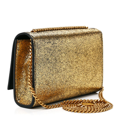 Saint Laurent Metallic Calfskin Small Classic Monogram Kate Satchel Oro 3 of 11