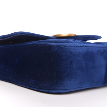 Gucci Velvet Matelasse Mini GG Marmont Shoulder Bag Cobalt Blue 7 of 9