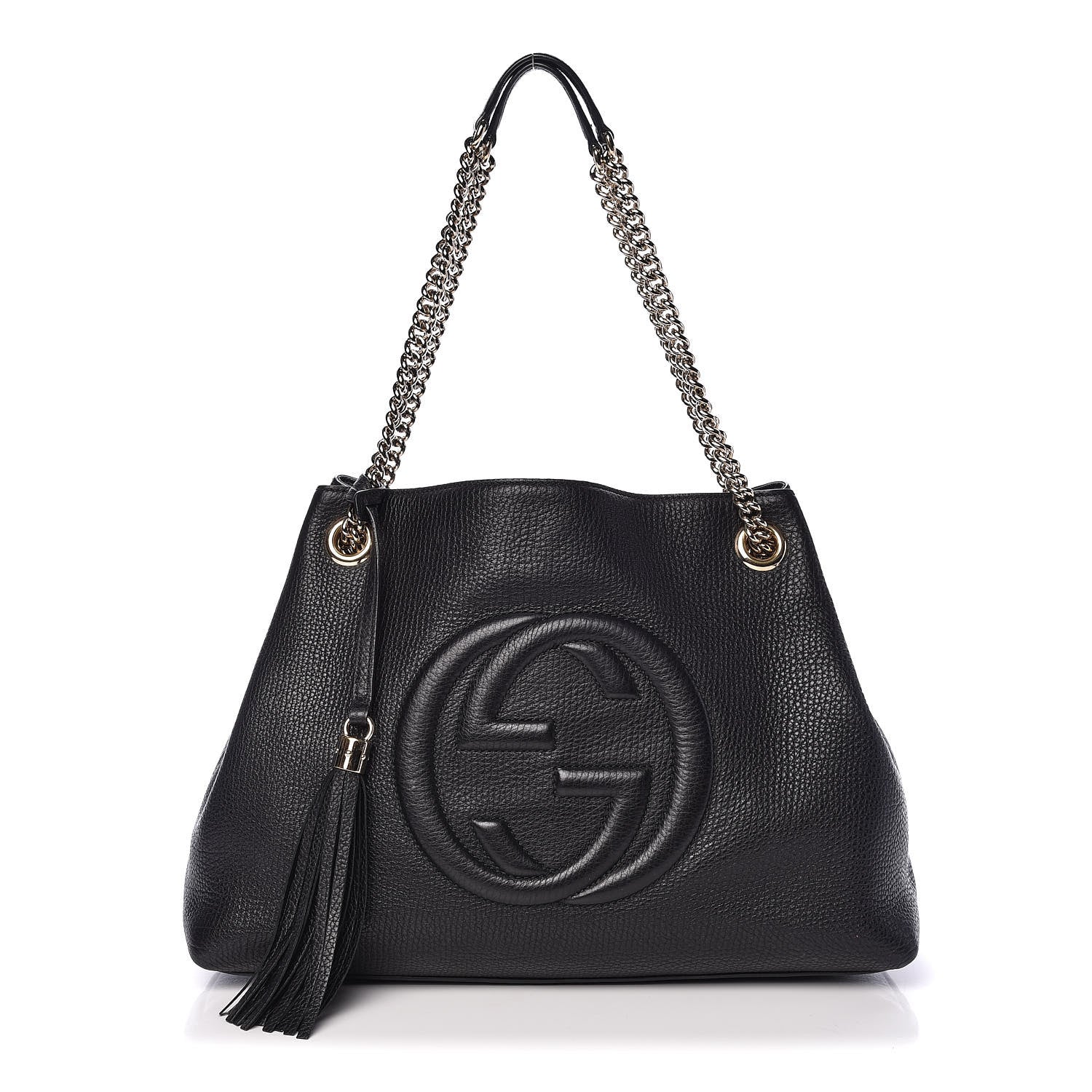 Gucci Pebbled Calfskin Medium Soho Chain Shoulder Bag Black 1 of 11