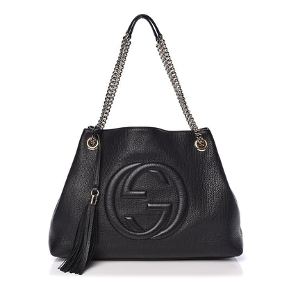 Gucci Pebbled Calfskin Medium Soho Chain Shoulder Bag Black 1 of 11
