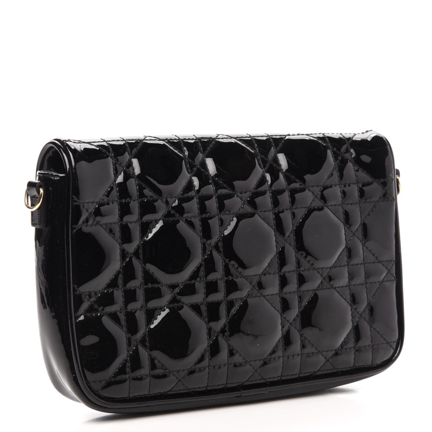Christian Dior Patent Cannage Wallet on Chain Pouch Black 3 of 10