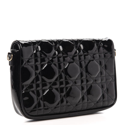 Christian Dior Patent Cannage Wallet on Chain Pouch Black 3 of 10