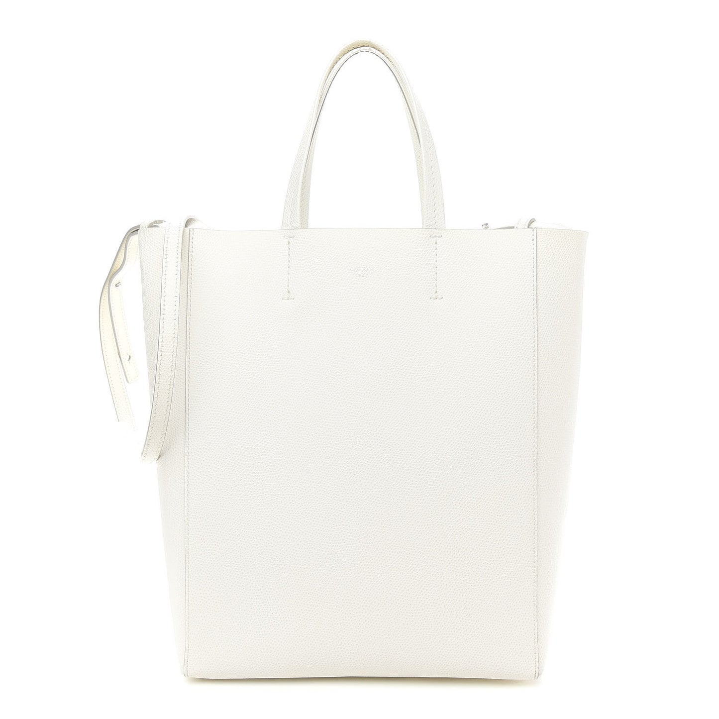 Grained Calfskin Small Vertical Cabas Cream