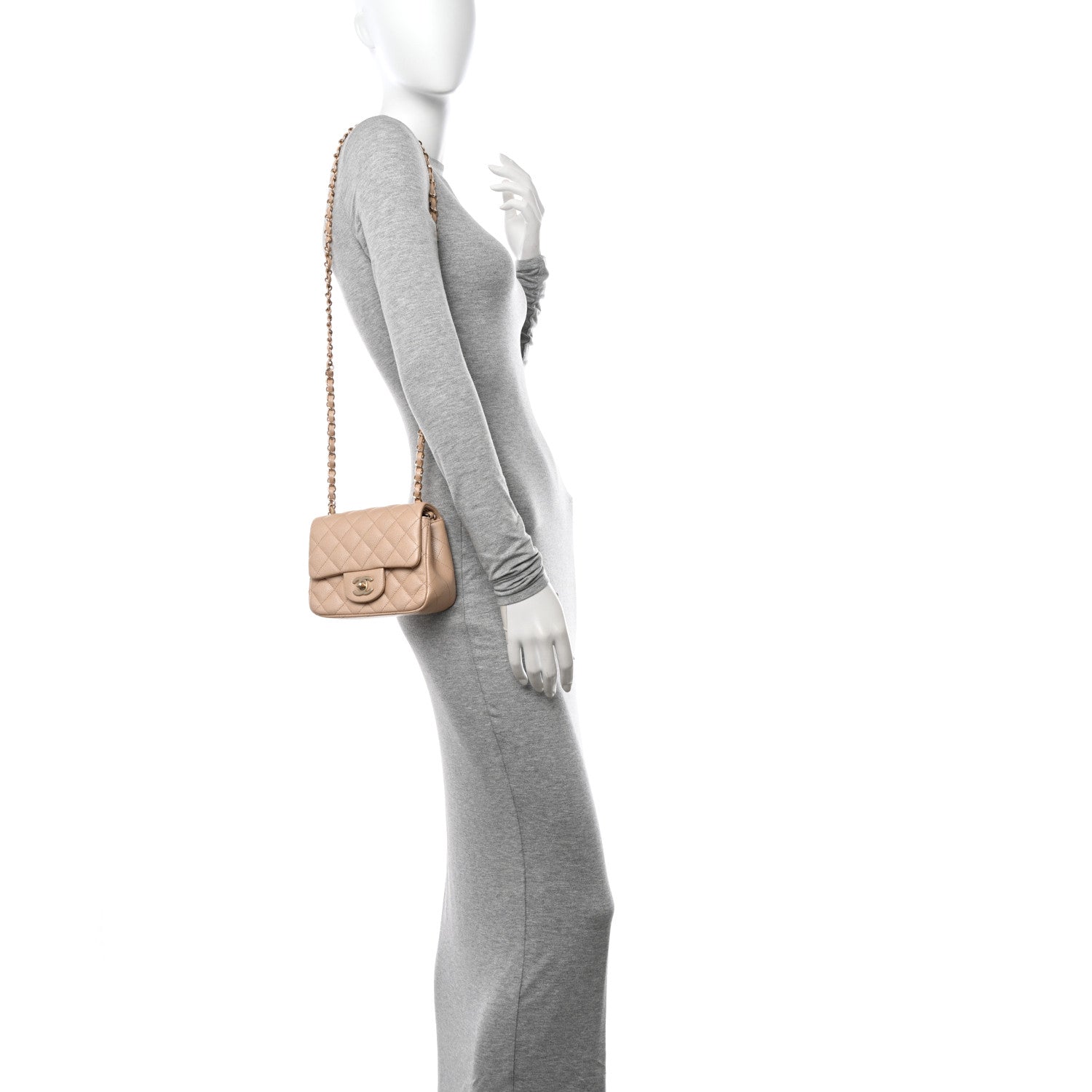 Chanel Caviar Quilted Mini Square Flap Beige 2 of 12