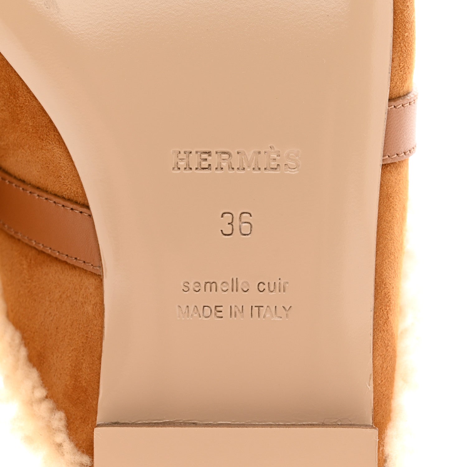 Hermes Suede Goatskin Calfskin Woolskin Oz Mules 36 Naturel 6 of 11