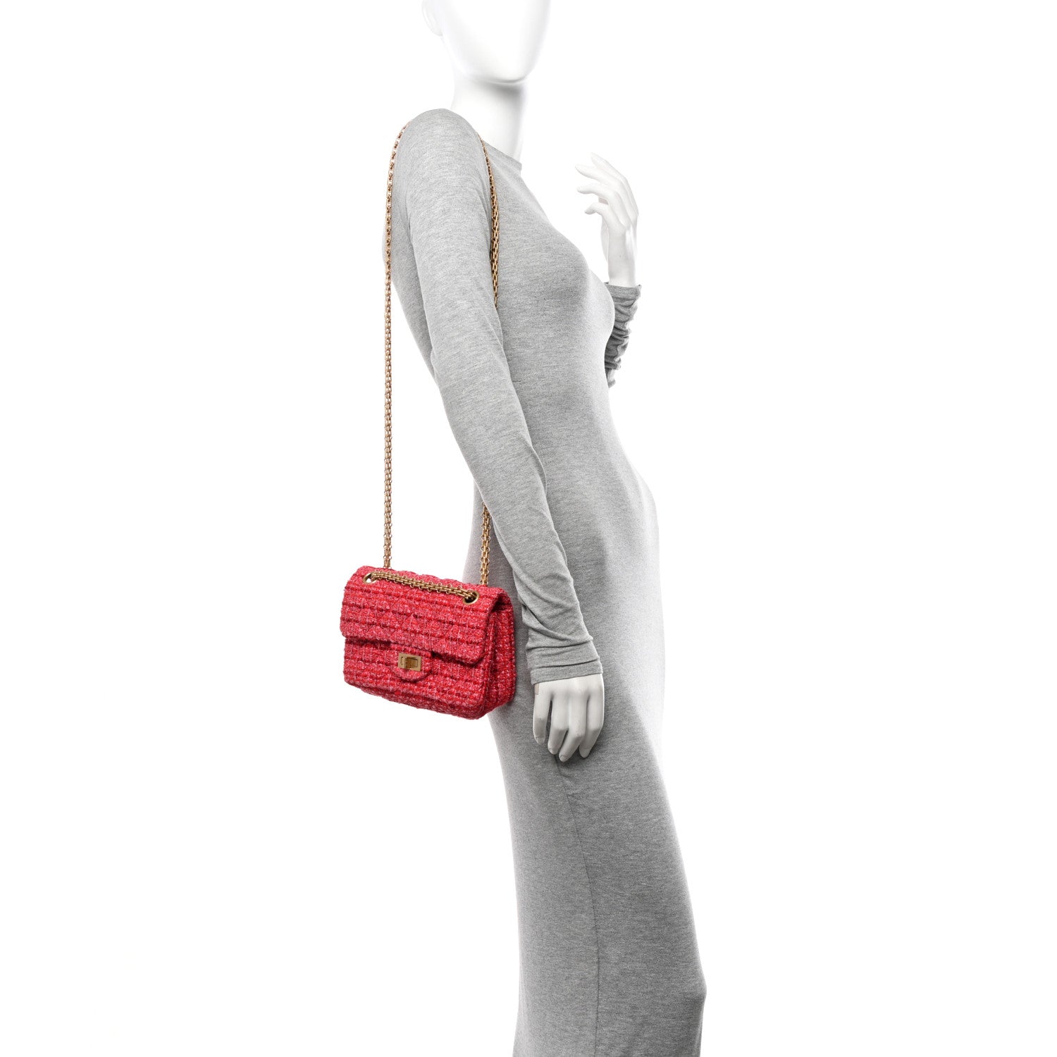 Chanel Tweed Quilted Mini 2.55 Reissue Flap Red Ecru Black 2 of 11