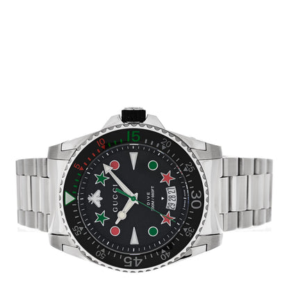 Gucci Stainless Steel 45mm Dive Quartz Watch Black 2 of 5