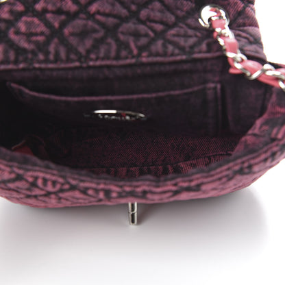 Chanel Washed Denim Quilted Small Denimpression Flap Red Black 5 of 11