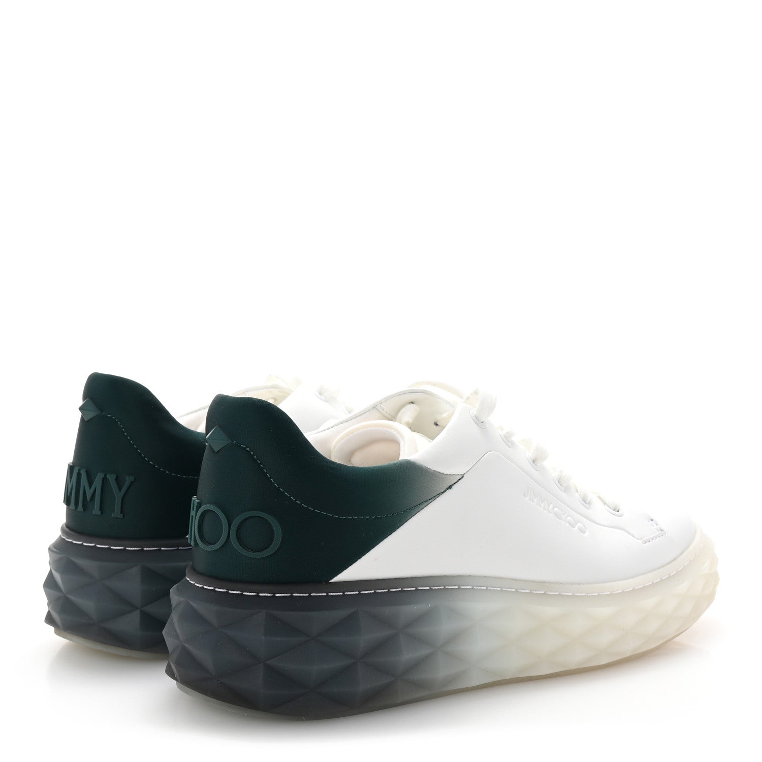 Jimmy Choo Nappa Diamond Maxi  F II Platform Sneakers 40 White Green Mix 5 of 9