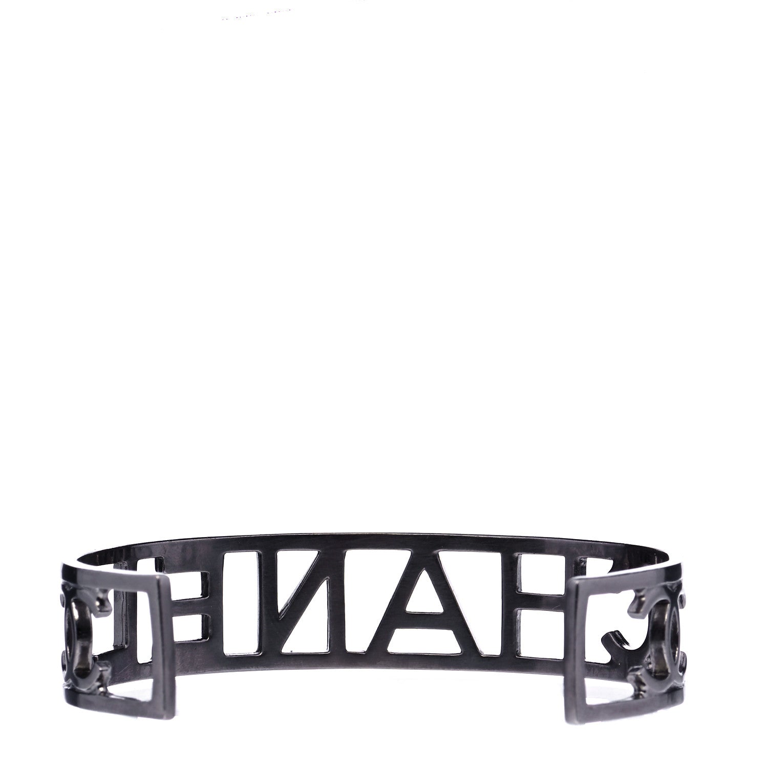 Chanel Metal Logo Cuff Silver 3 of 5
