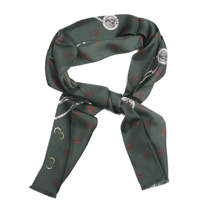 Gucci Silk Twill Double Logos Scarf Green 1 of 5