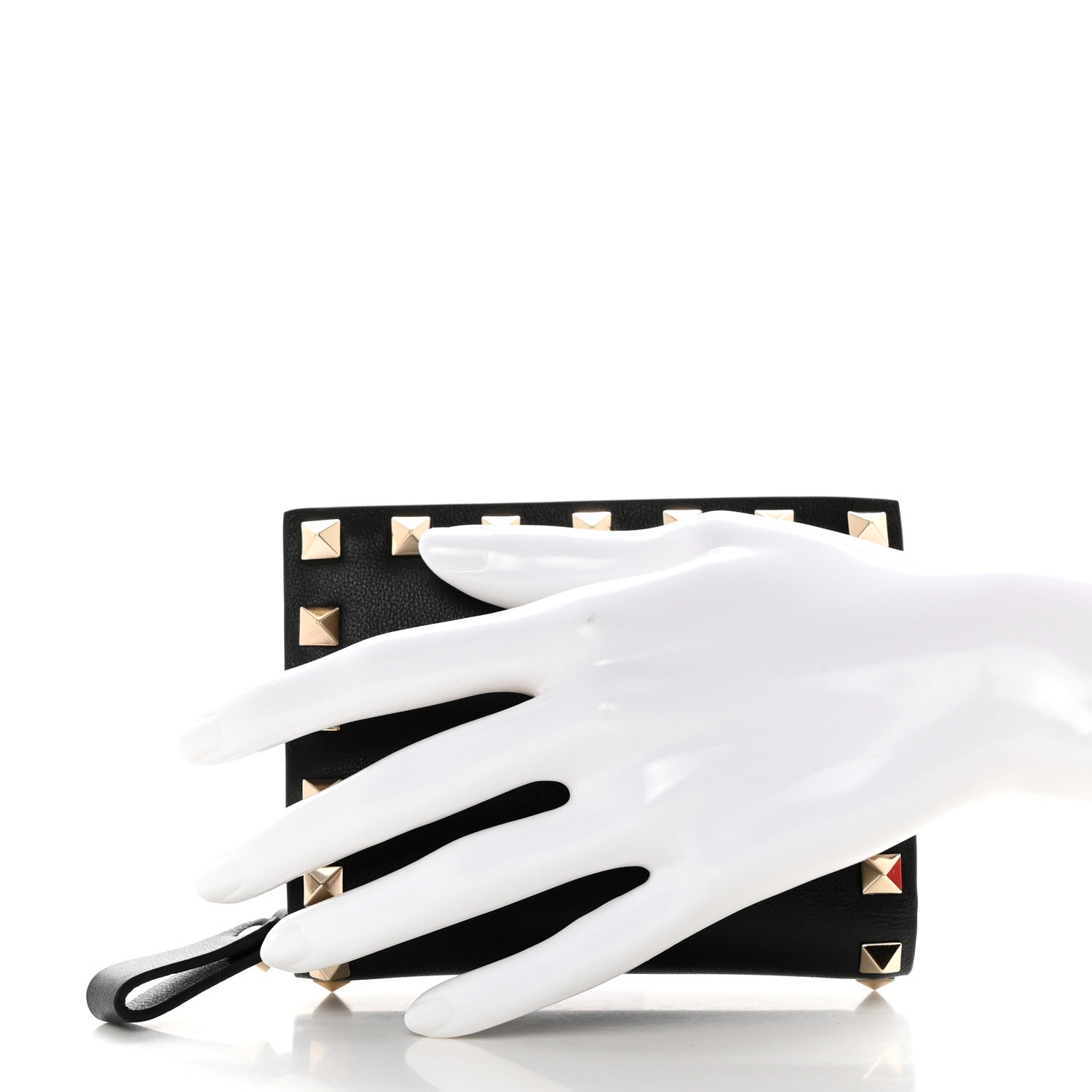 Valentino Garavani Vitello Rockstud Compact Zip Around Wallet Black 2 of 7