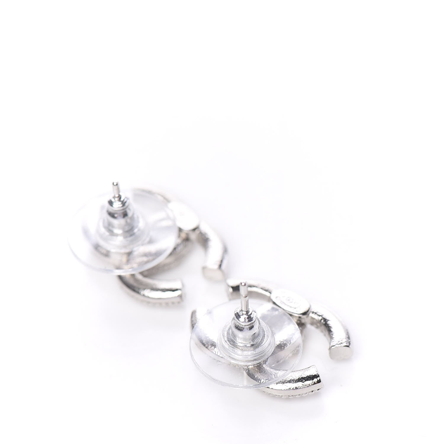 Chanel Crystal CC Earrings Silver 3 of 5