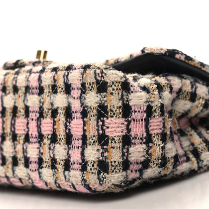 Chanel Tweed Quilted Mini Rectangular Pearl Crush Flap Pink Black White 10 of 10