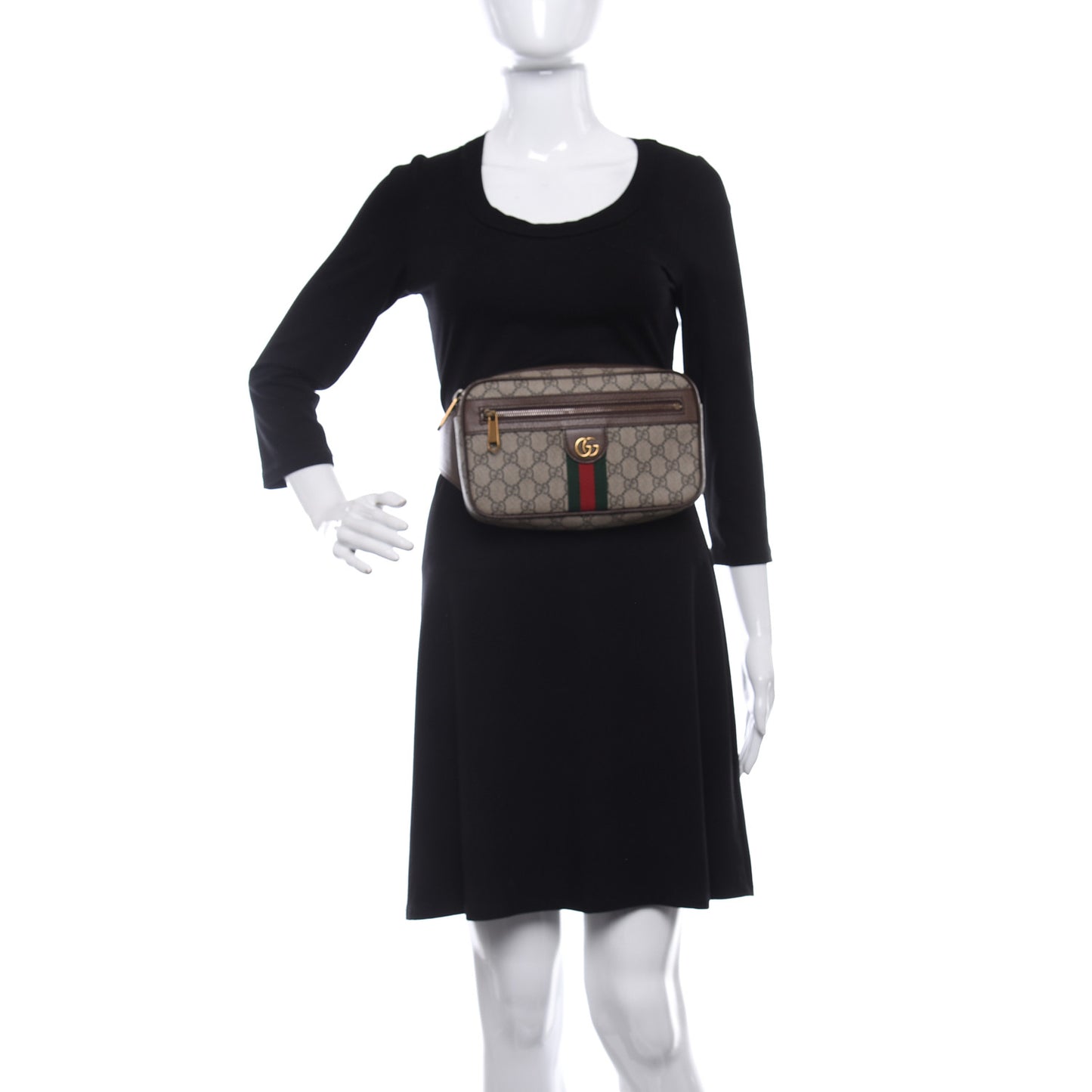 Soft GG Supreme Monogram Medium Ophidia Belt Bag Dark Brown