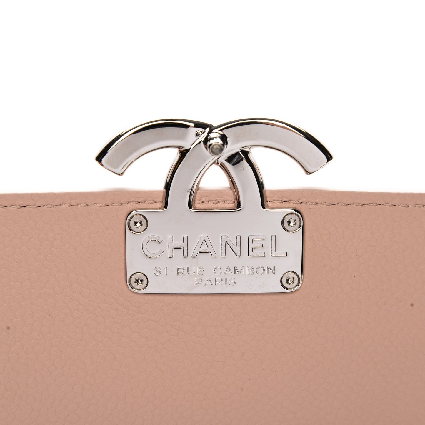 Grained Calfskin Quilted Large CC Box Flap Light Pink