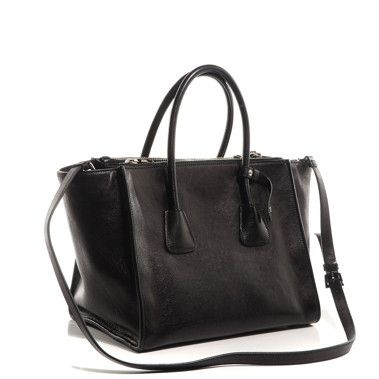 Glace Calf Twin Pocket Tote Nero Black
