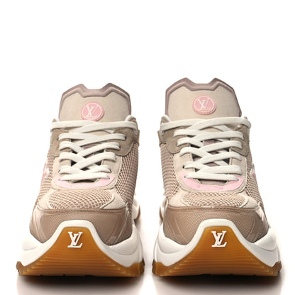 Louis Vuitton Patent Calfskin Technical Mesh Monogram Run 55 Sneakers 39 Beige Pink White 2 of 7