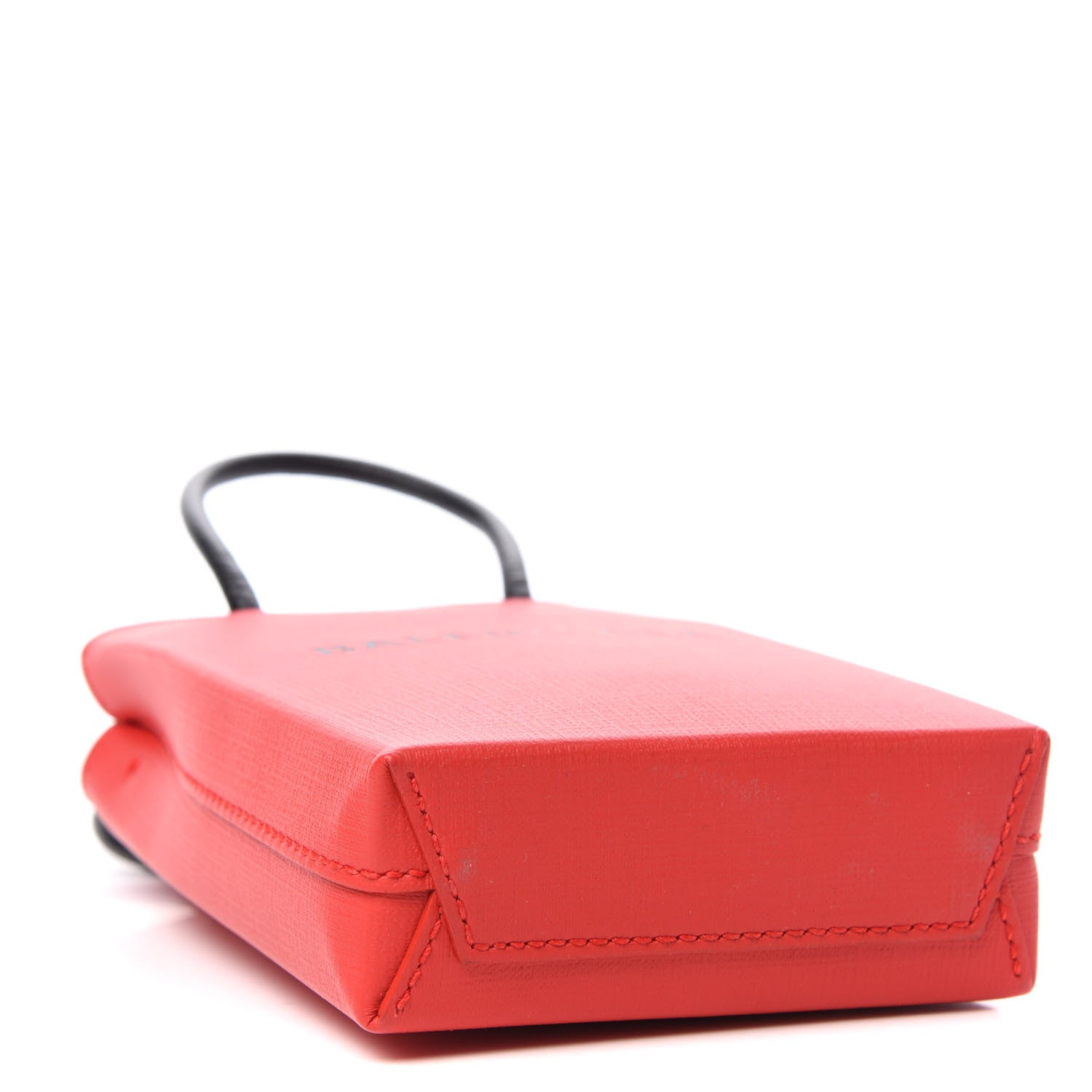 Balenciaga Squared Calfskin Logo Shopping Phone Holder Bag Red 4 of 10