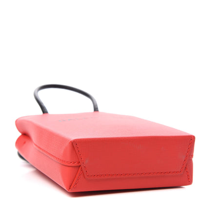 Balenciaga Squared Calfskin Logo Shopping Phone Holder Bag Red 4 of 10