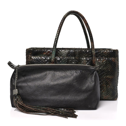 Chanel Snakeskin Executive Cerf Shopper Tote Green Brown 3 of 13
