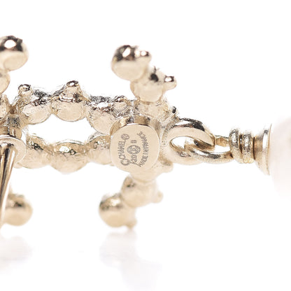 Chanel Crystal Pearl CC Drop Earrings Gold 4 of 5