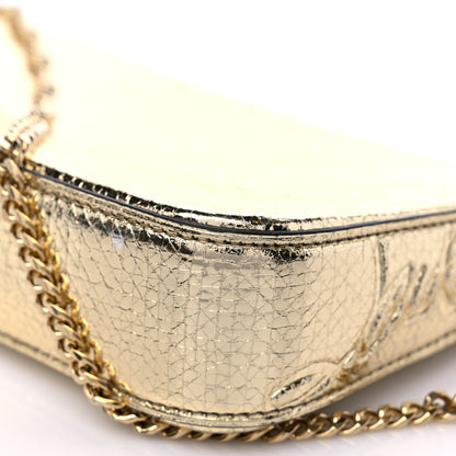 Christian Louboutin Iridescent Textured Calfskin Loubila Chain Clutch Gold 10 of 10