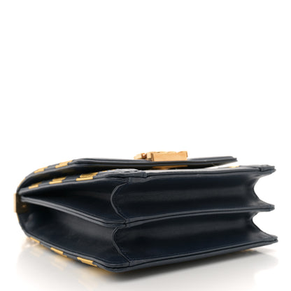 Chanel Metallic Lambskin Striped North South Boy Flap Navy Gold 4 of 10