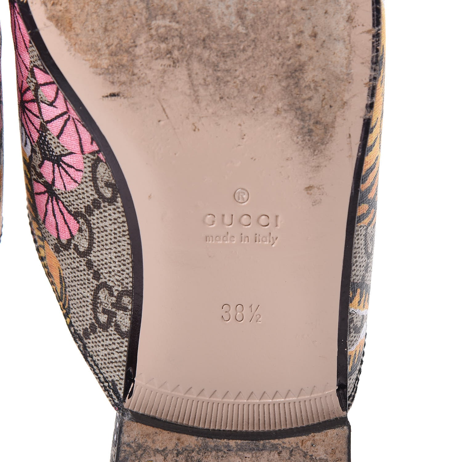 Gucci GG Supreme Monogram Bengal Womens Princetown Slippers 38.5 Beige Crop Pink 8 of 11