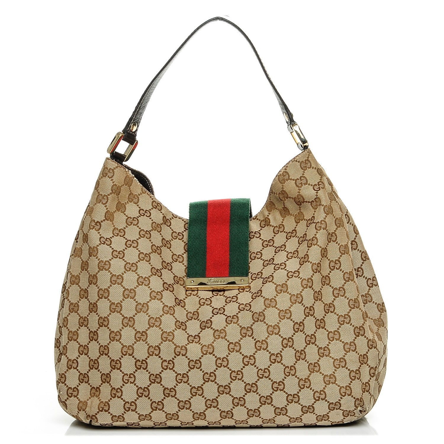 Gucci Monogram Large New Ladies Web Hobo Dark Brown 1 of 6