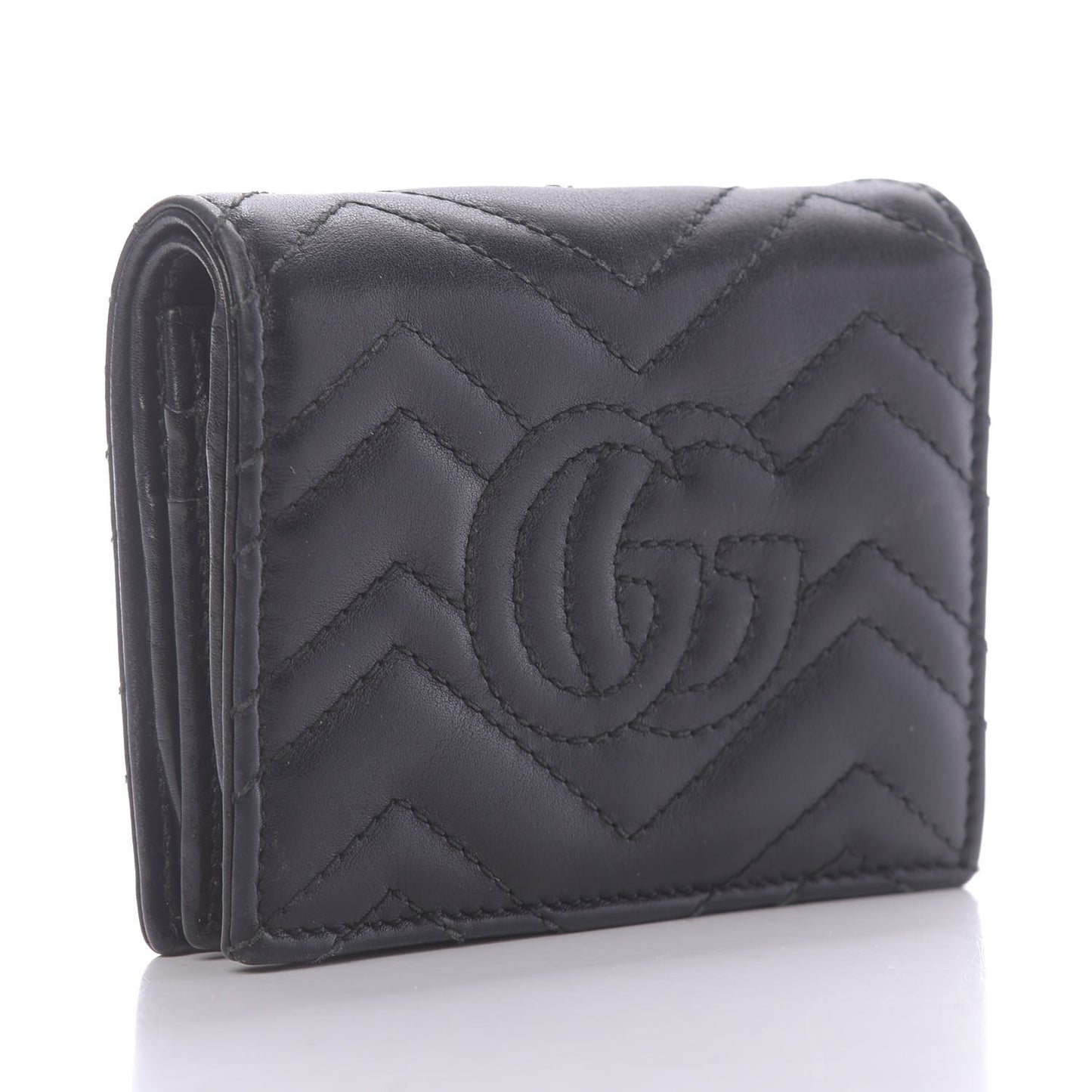 Calfskin Matelasse GG Marmont Card Case Wallet Black
