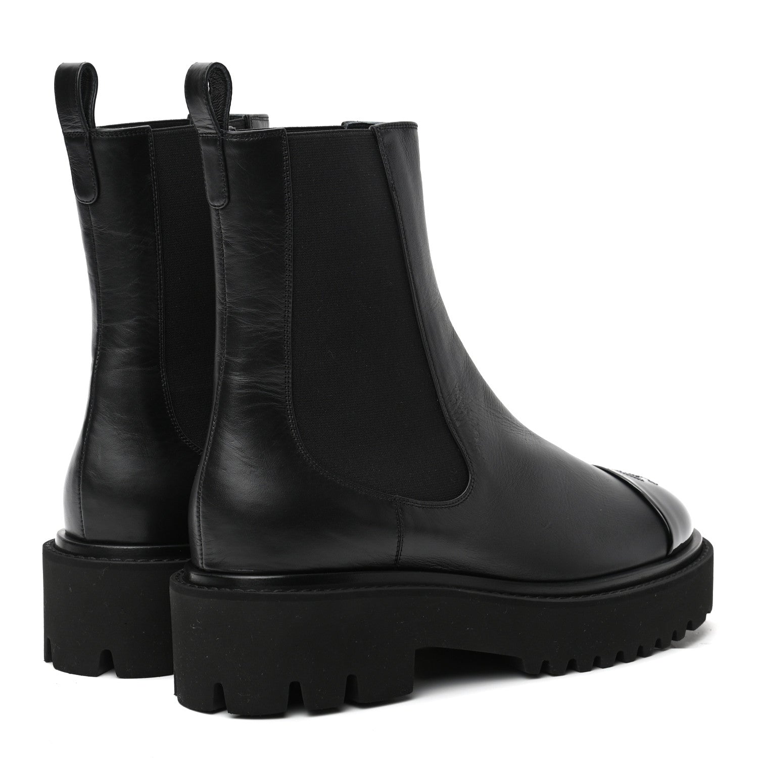 Chanel Crumpled Calfskin Patent Cap Toe Short Boots 39 Black 4 of 8