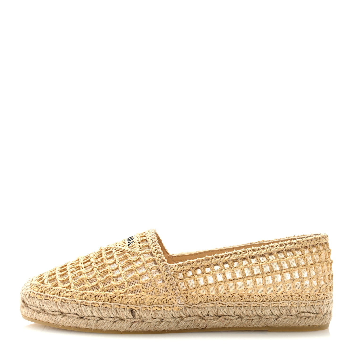 Prada Raffia Triangle Logo Crochet 20mm Espadrilles 39 Naturale 1 of 7