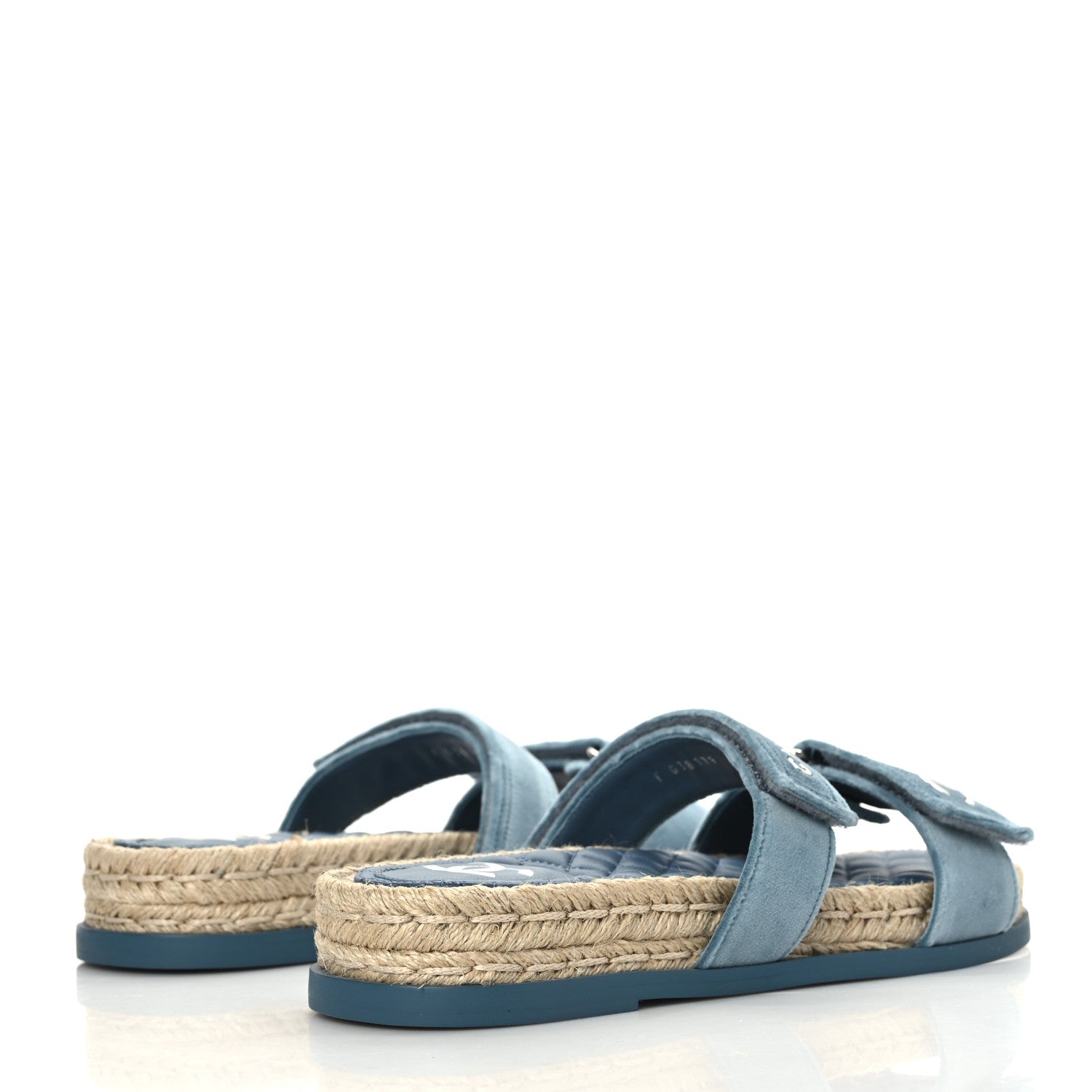 Chanel Velvet Elastic Flat Mules 39 Blue 4 of 7