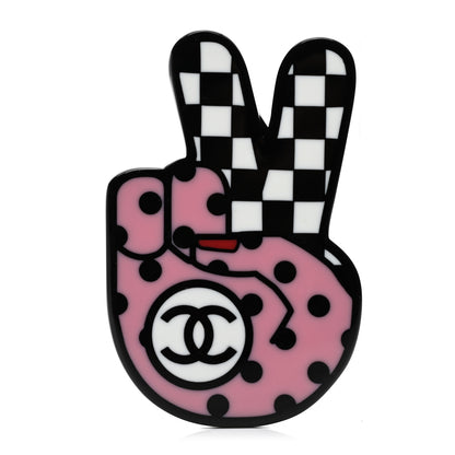 Chanel Resin Peace Sign Emoji Brooch Pink 1 of 4