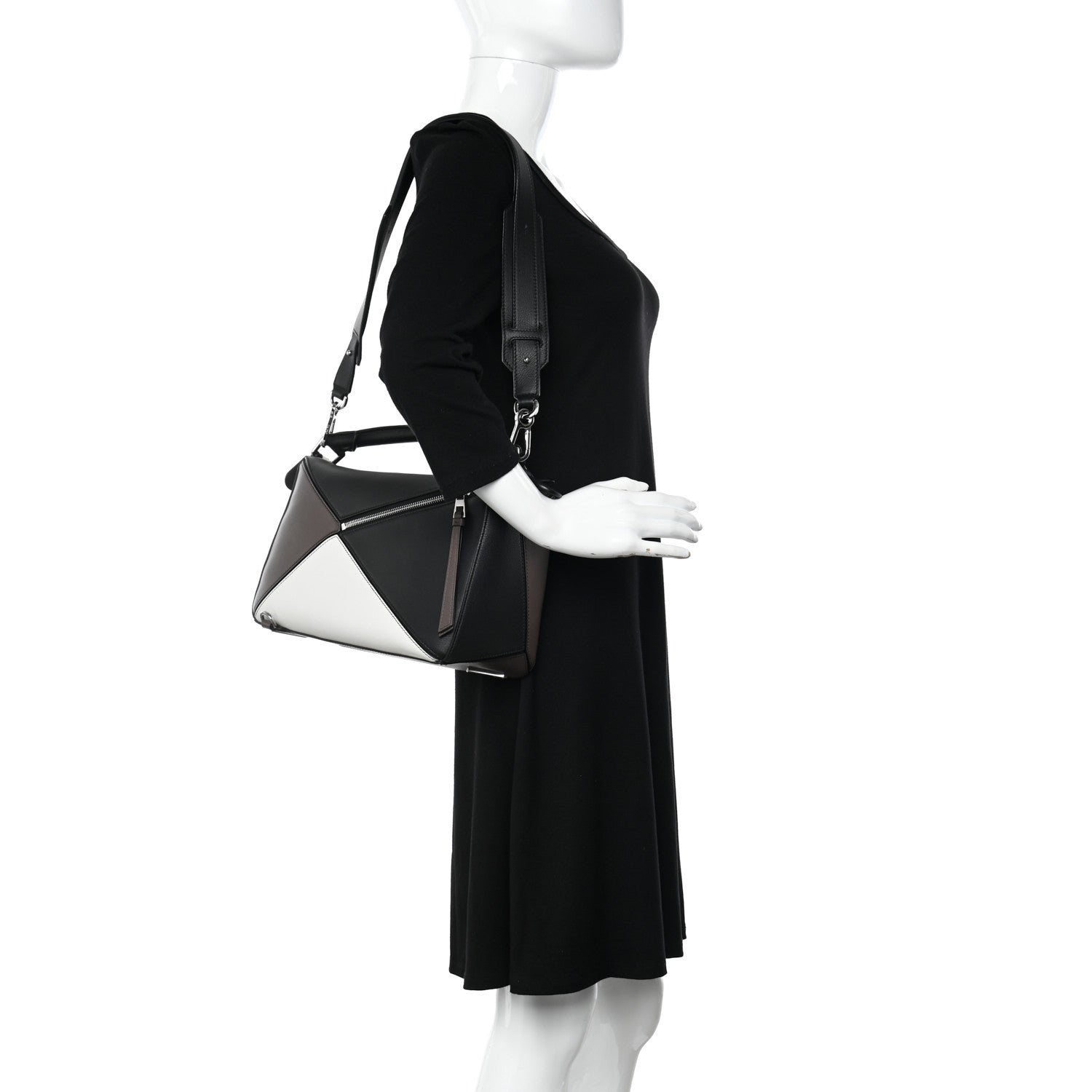 Loewe Calfskin Medium Puzzle Bag Black Taupe 2 of 10