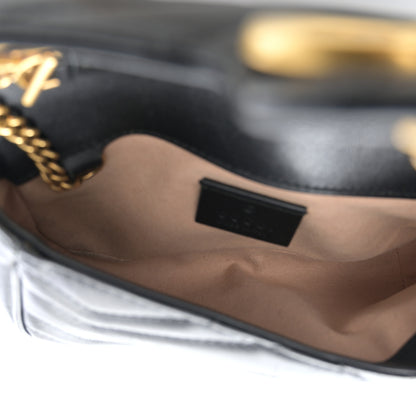 Gucci Calfskin Matelasse Super Mini GG Marmont Shoulder Bag Black 5 of 11