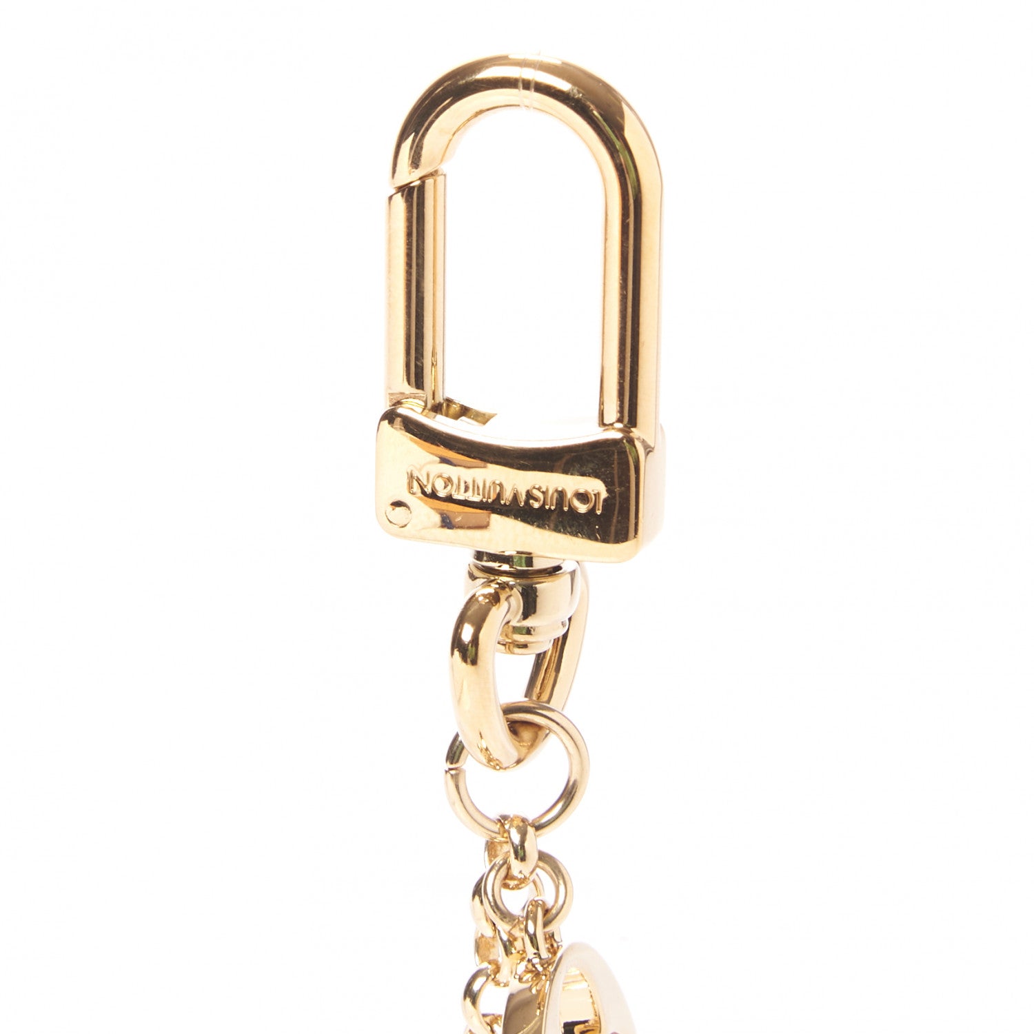 Louis Vuitton Brass Enamel Fleur De Monogram Bag Charm Chain Gold 5 of 5