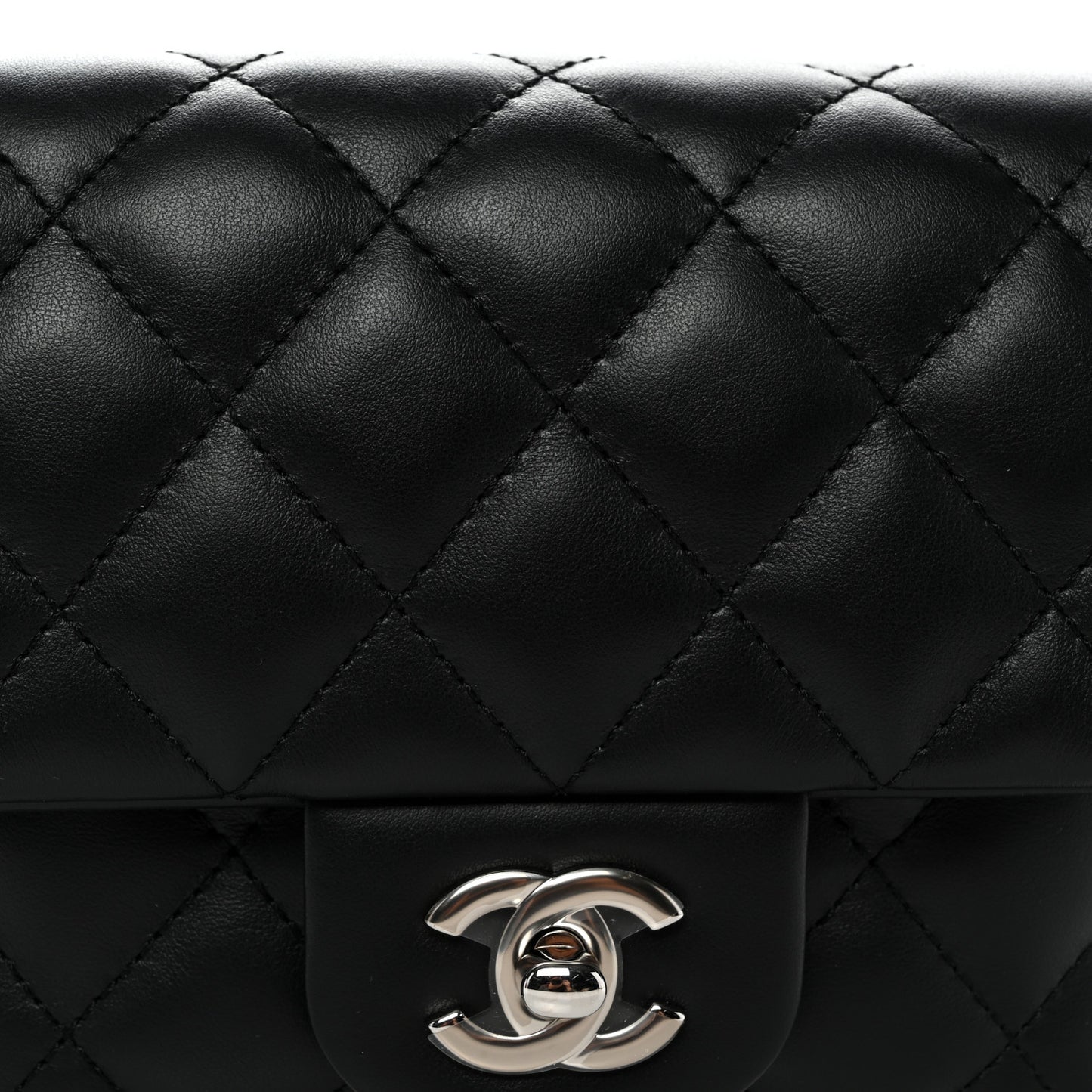 Calfskin Quilted CC Uniform Flap Belt Bag Black