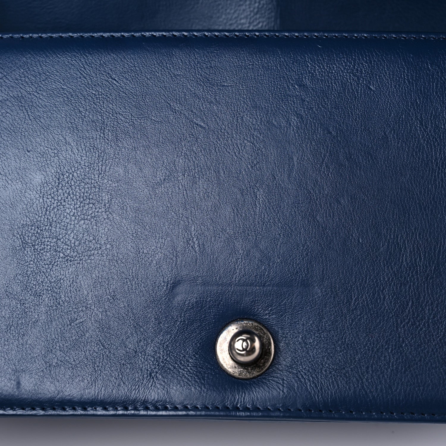 Chanel Calfskin Double Stitch Medium Boy Flap Navy Blue 14 of 16
