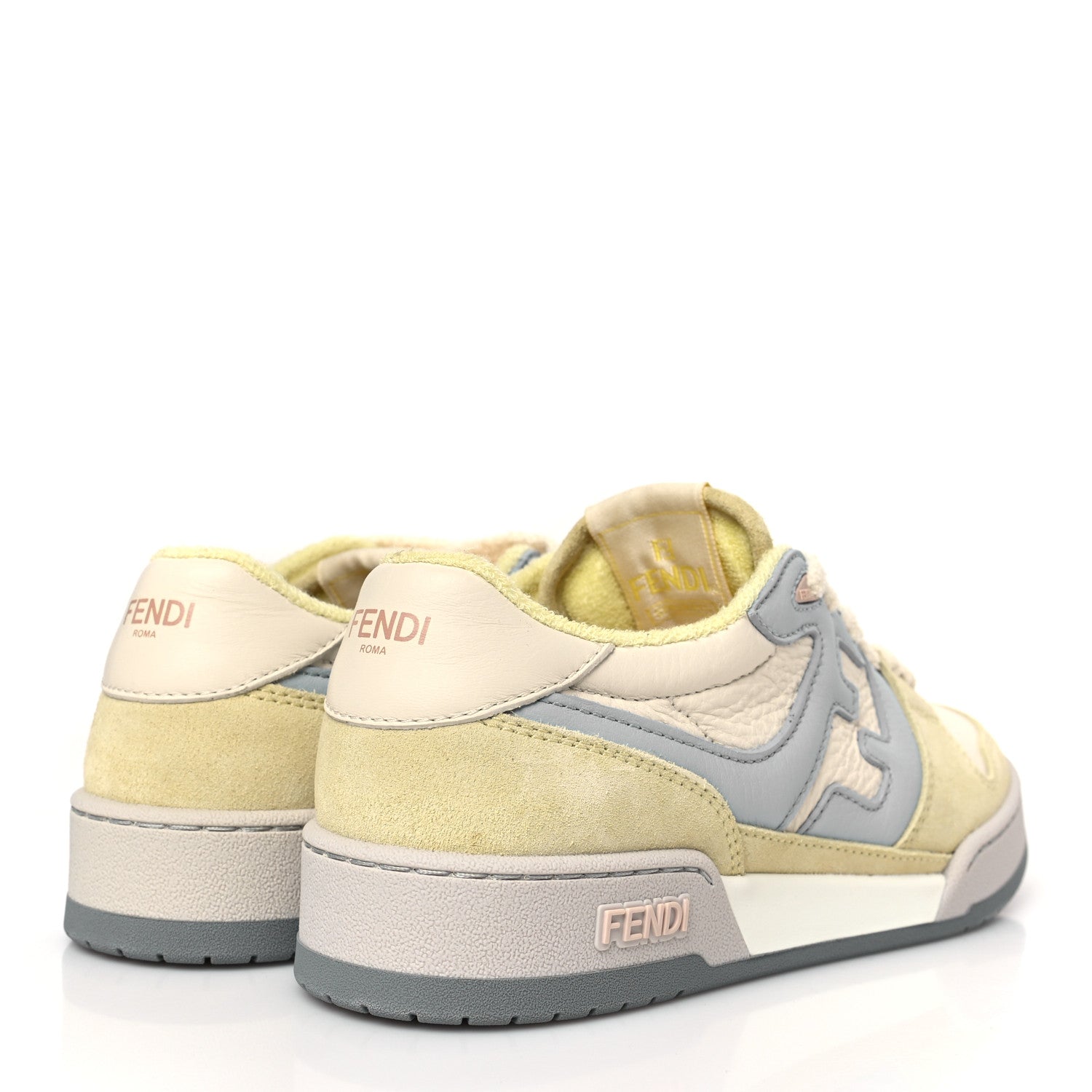 Fendi Suede Vitello Fendi Match Low Top Sneakers 37 Straw Azzurro Poison Connecticut 4 of 9