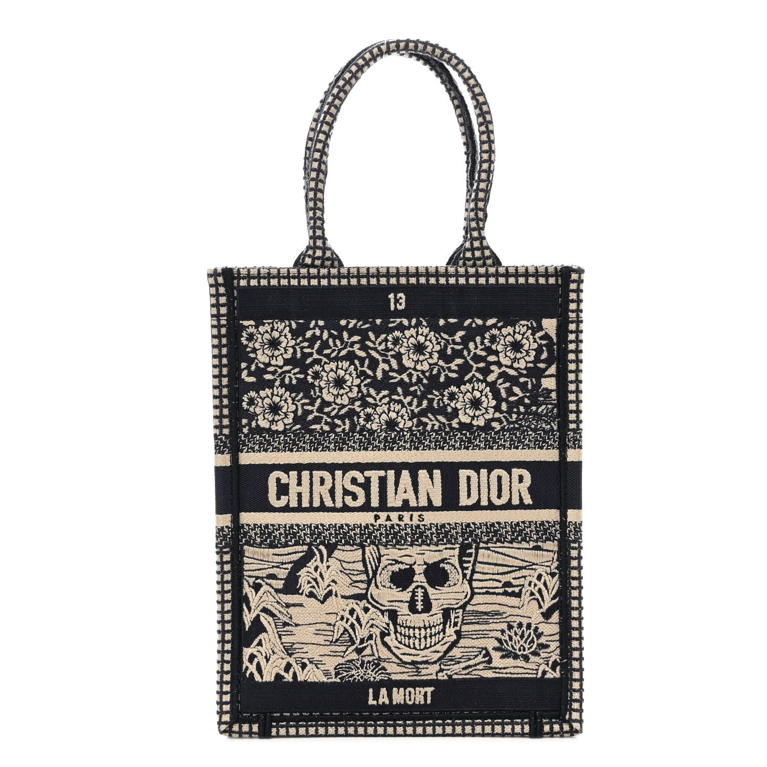 Christian Dior Embroidered La Mort Tarot Vertical Book Tote Blue