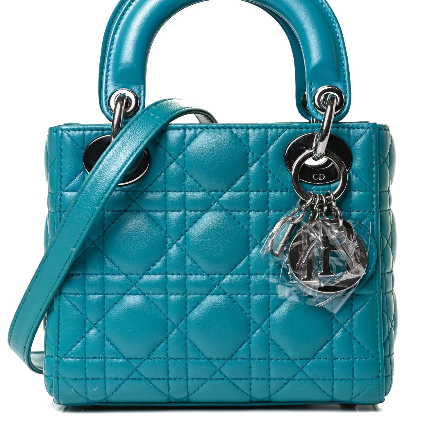 Christian Dior Lambskin Cannage Mini Lady Dior Turquoise 7 of 17