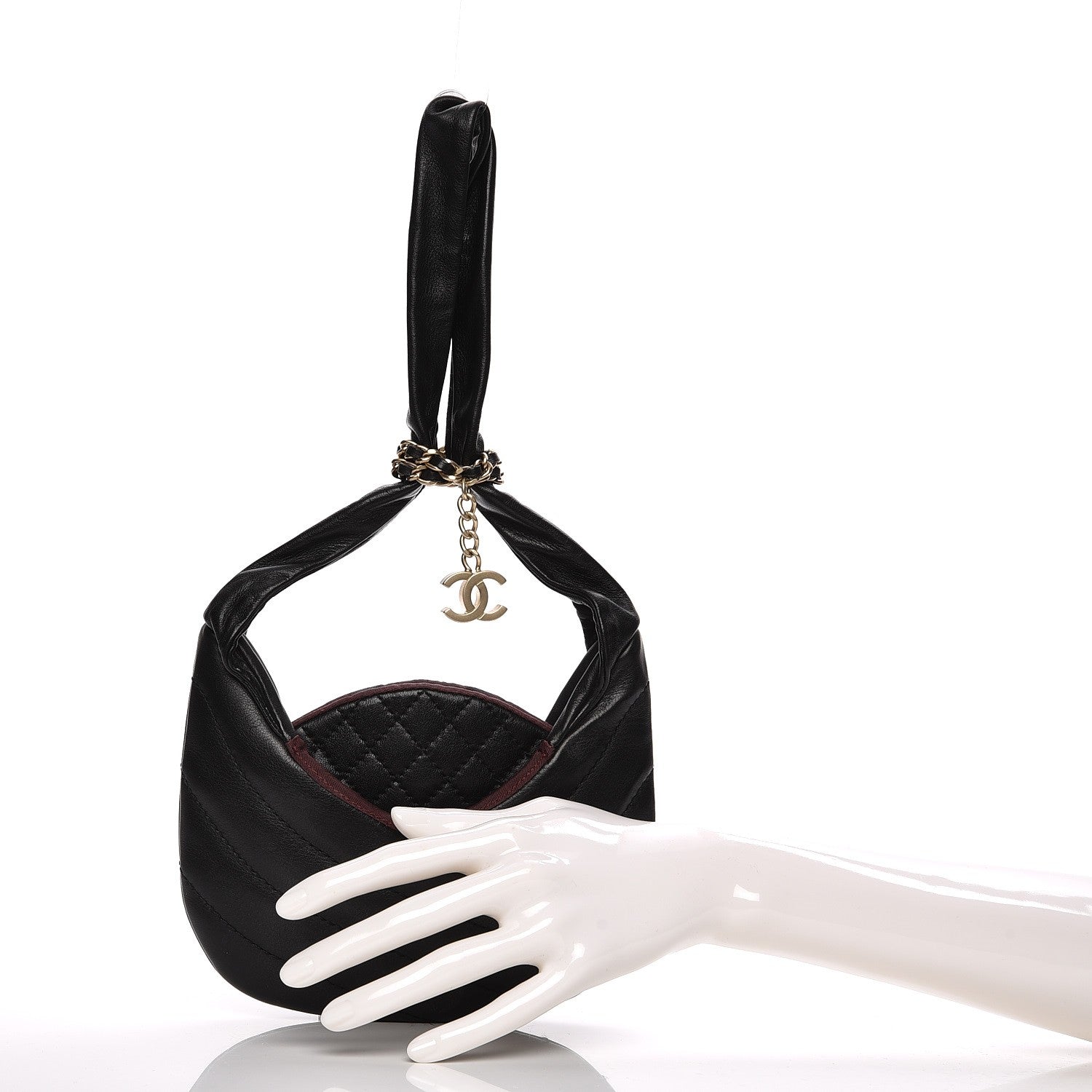 Chanel Calfskin Quilted Small Chain Evening Bag Black 2 of 8