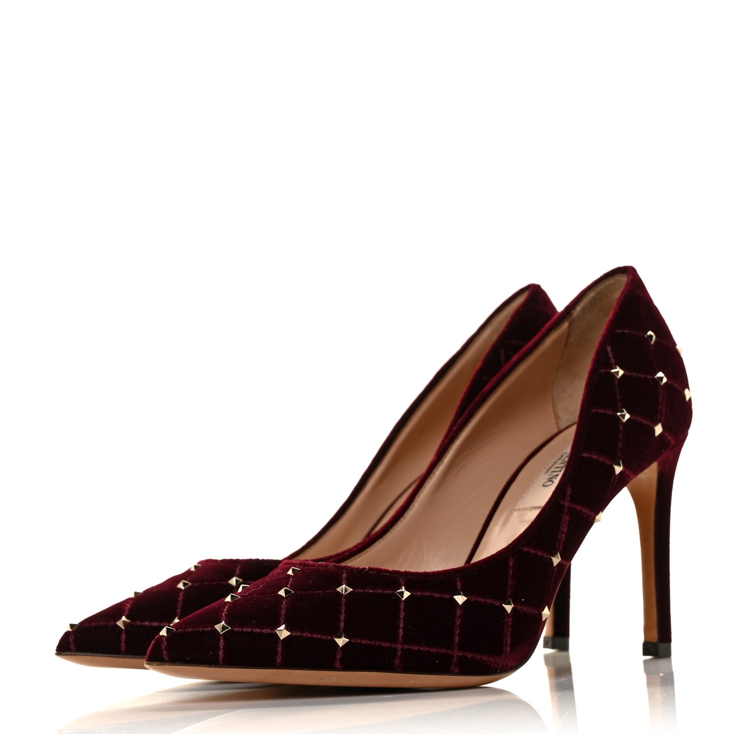 Velvet Rockstud Spike 90mm Pumps 35 Rubino