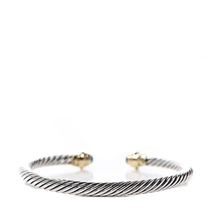 David Yurman Sterling Silver 18K Yellow Gold Blue Sapphire 4mm Cable Kids Birthstone Bracelet 3 of 5