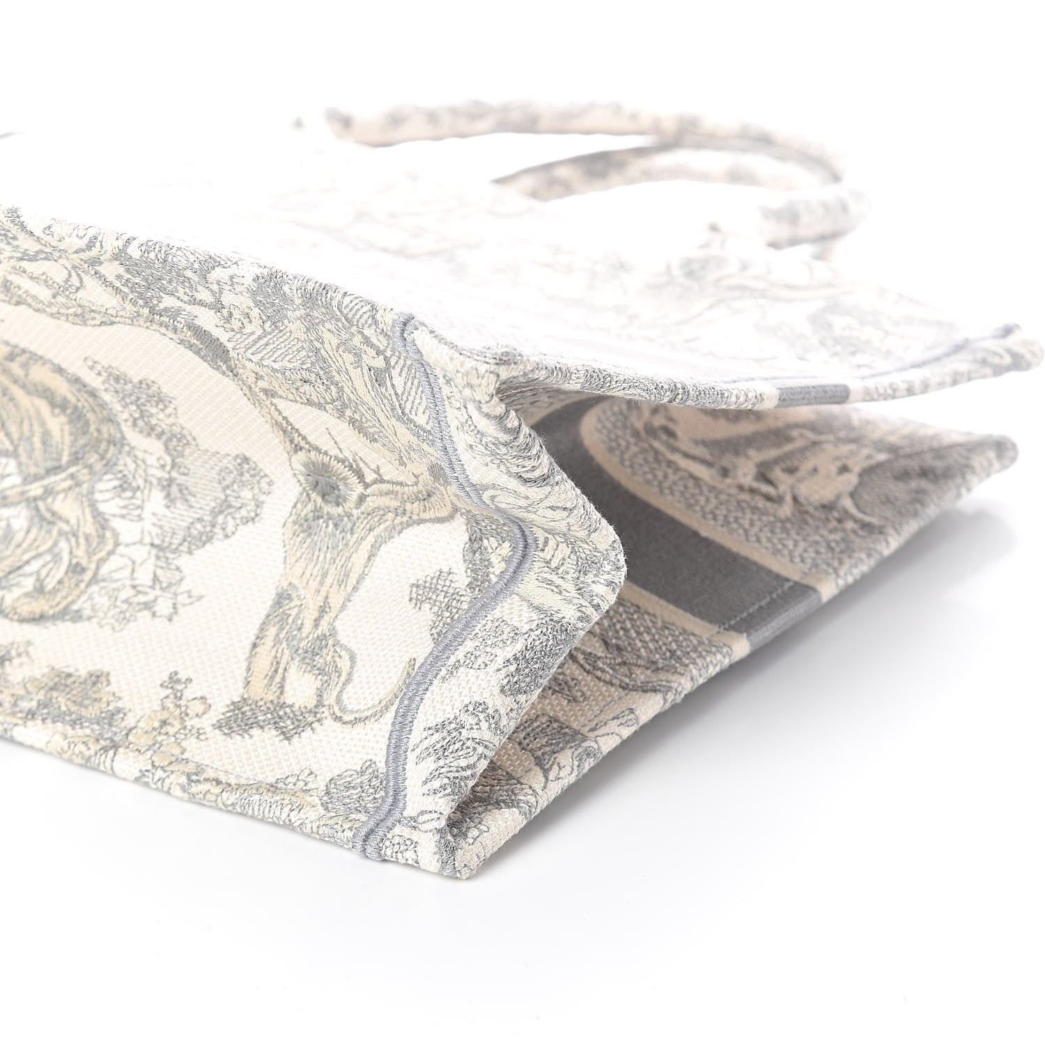 Christian Dior Canvas Embroidered Medium Dioriviera Toile De Jouy Book Tote Gray 9 of 9