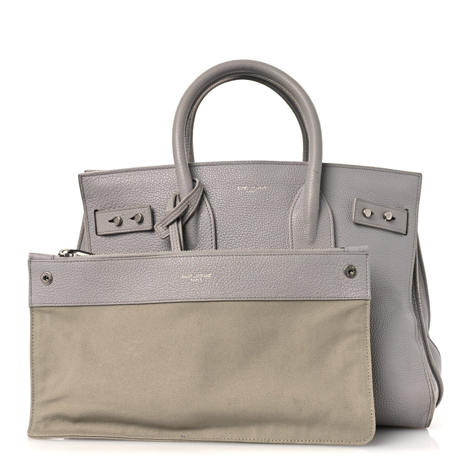 Saint Laurent Grained Calfskin Small Supple Sac De Jour Grey 3 of 19