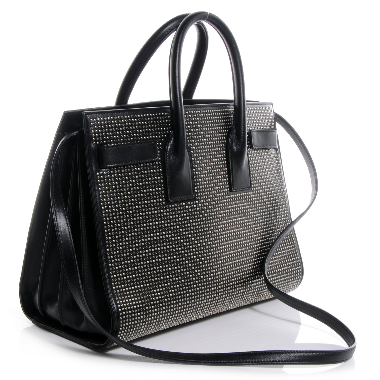 Studded Leather Small Sac de Jour Carryall Black